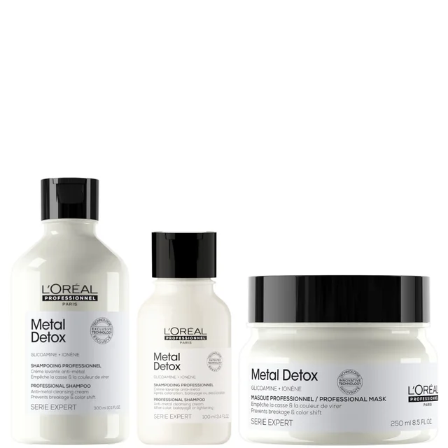 L’Oréal Professionnel Metal Detox Shampoo & Hair Mask with Mini Shampoo, Prevent Breakage & Colour Fade from Hard Water