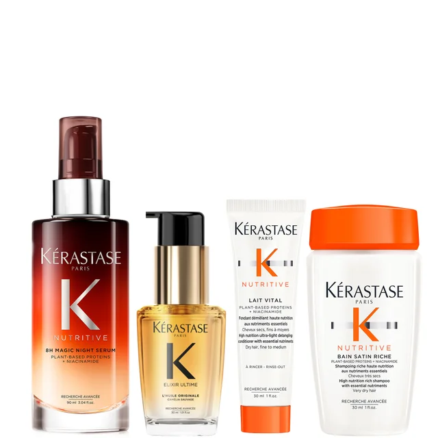 Kérastase Nutritive 8Hour Serum & Elixir Hair Oil with Nutritive Shampoo and Conditioner Bundle