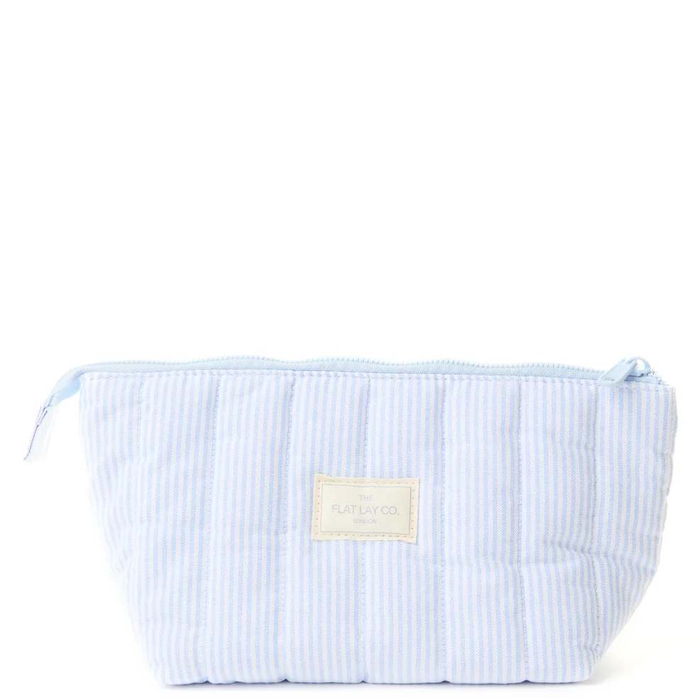 The Flat Lay Co. Marshmallow Essential Makeup Pouch - Cozy Cotton Blue Stripes Image 1