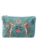 Elizabeth Scarlett Celestial Tigers Velvet Everyday Pouch - Dusky Teal