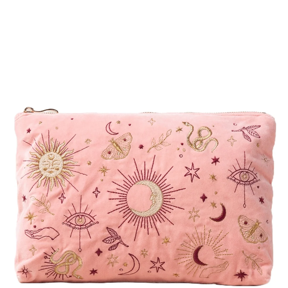 Elizabeth Scarlett Boho Mysticism Blush Pink Velvet Everyday Pouch Image 1
