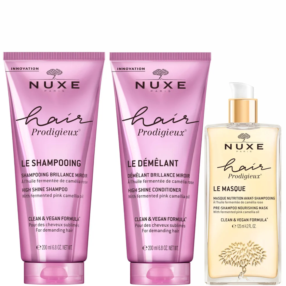 NUXE Hair Prodigieux Pre Shampoo Mask and High Shine Shampoo & Conditioner Bundle Image 1