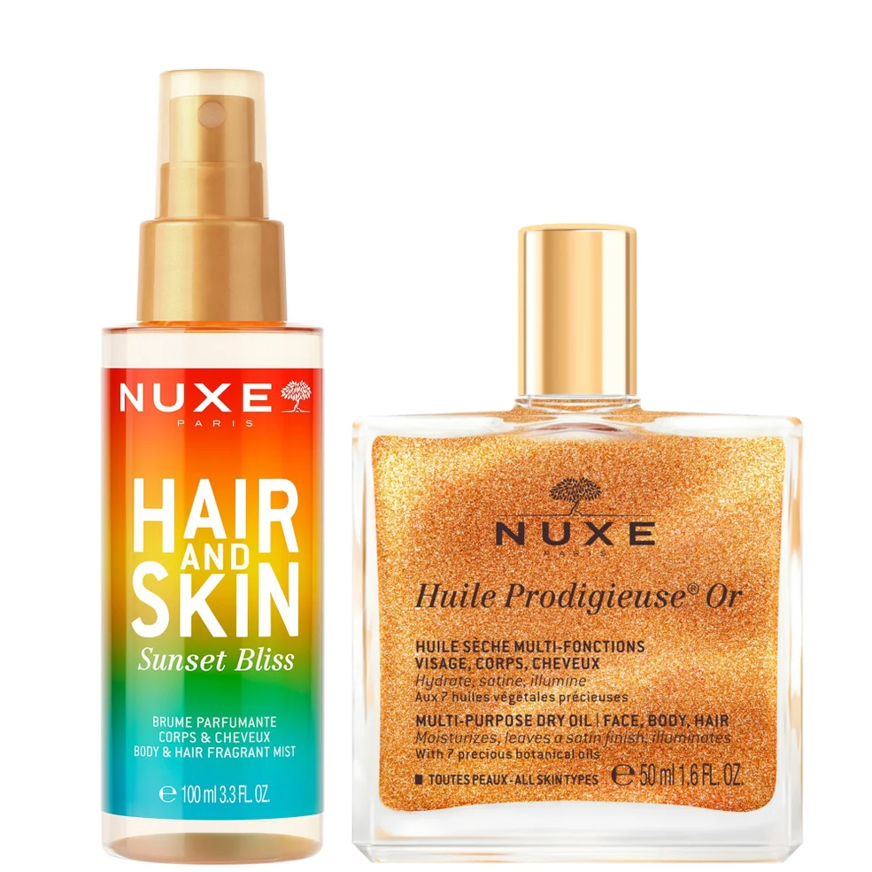 NUXE Huile Prodigieuse Shimmering Multi-Purpose Dry Oil 50ml & 'Sunset Bliss' Hair & Body Fragrance Mist 100ml Bundle Image 1