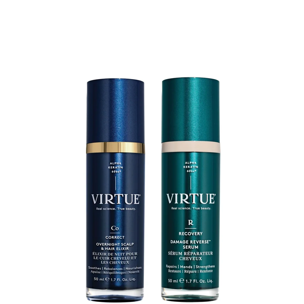 VIRTUE Damage Reverse Serum 50ml & Overnight Scalp & Hair Elixir 50ml Duo Image 1